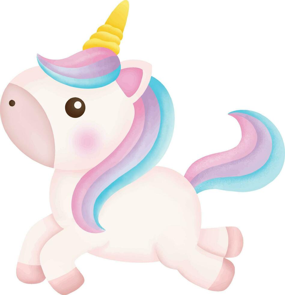 Illustration von ein süß Einhorn. kawaii Einhorn Charakter Sammlung. vektor