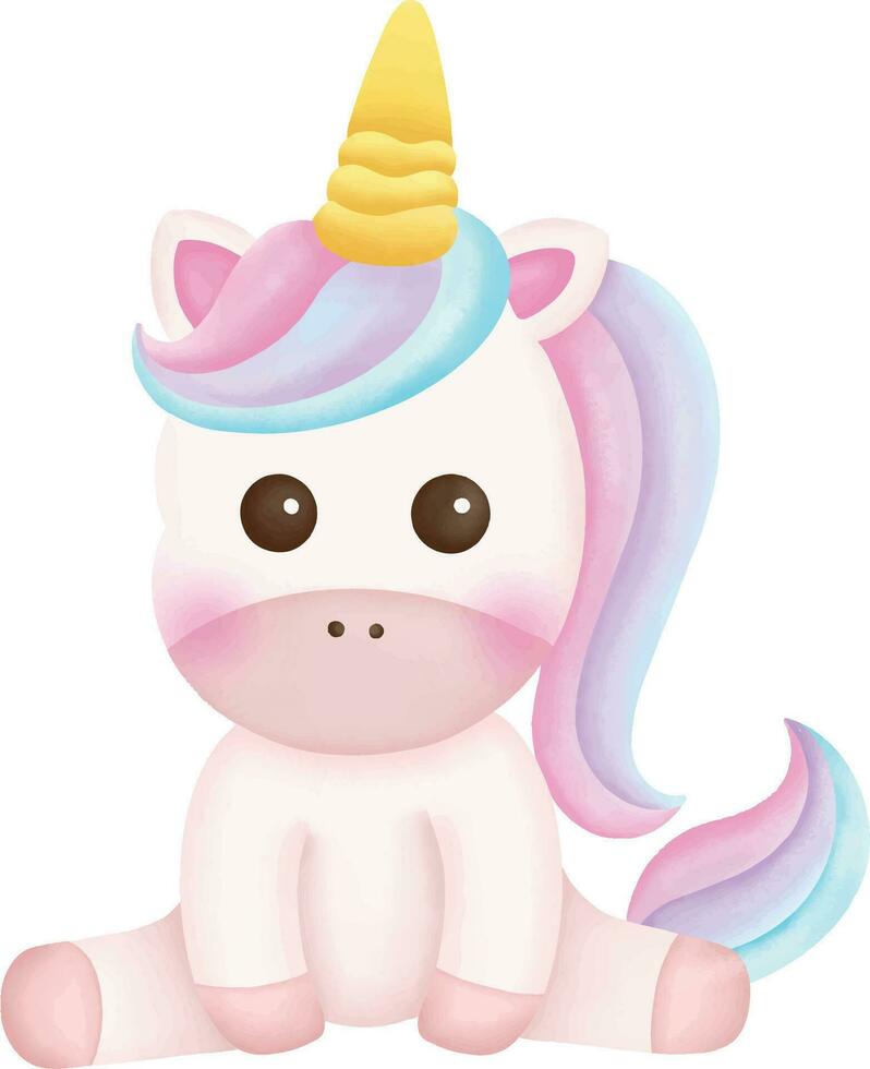 Illustration von ein süß Einhorn. kawaii Einhorn Charakter Sammlung. vektor