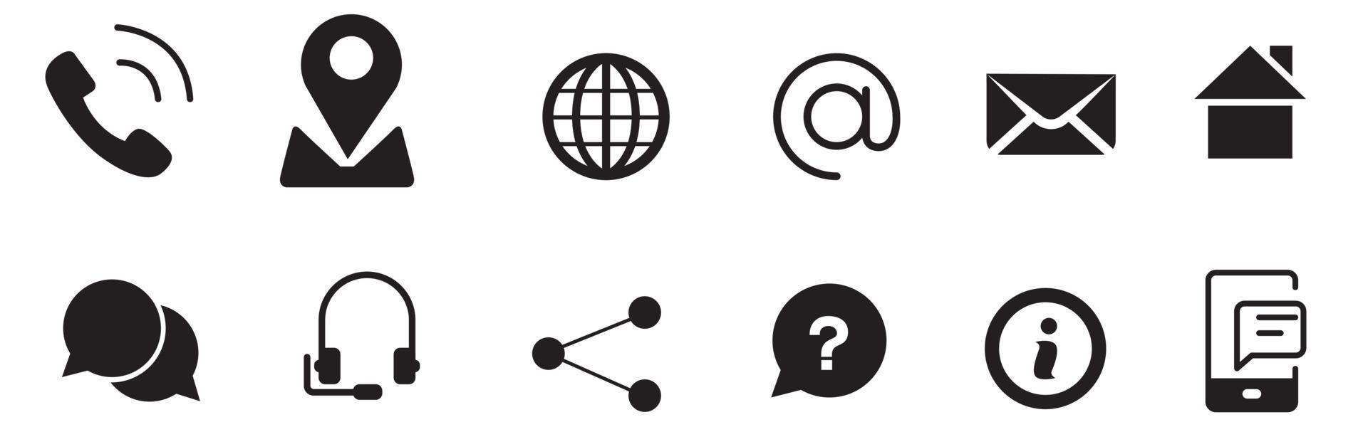 Kontaktieren Sie uns Symbolsatz. Web-Icon-Set. Website-Set Symbol Vektor