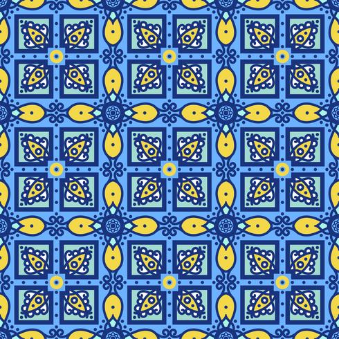 Traditionelle portugiesische Azulejos der blauen Verzierung. Orientalisches nahtloses Muster vektor