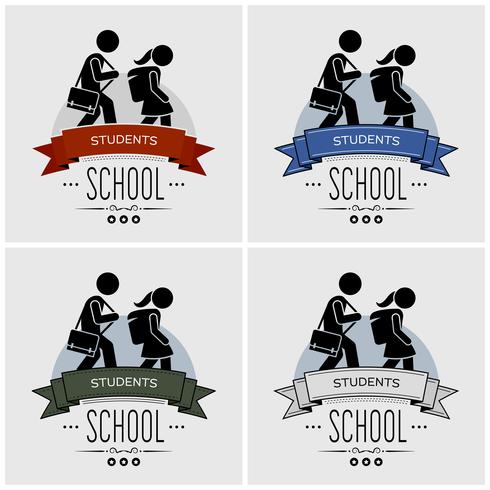 Zurück in die Schule Logo-Design. vektor