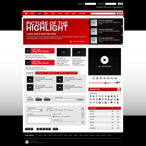 Webdesign-Website-Elemente Rot. vektor