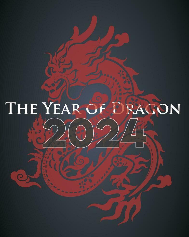 glücklich Chinesisch Neu Jahr 2024 mit Drachen im das Hintergrund. vektor