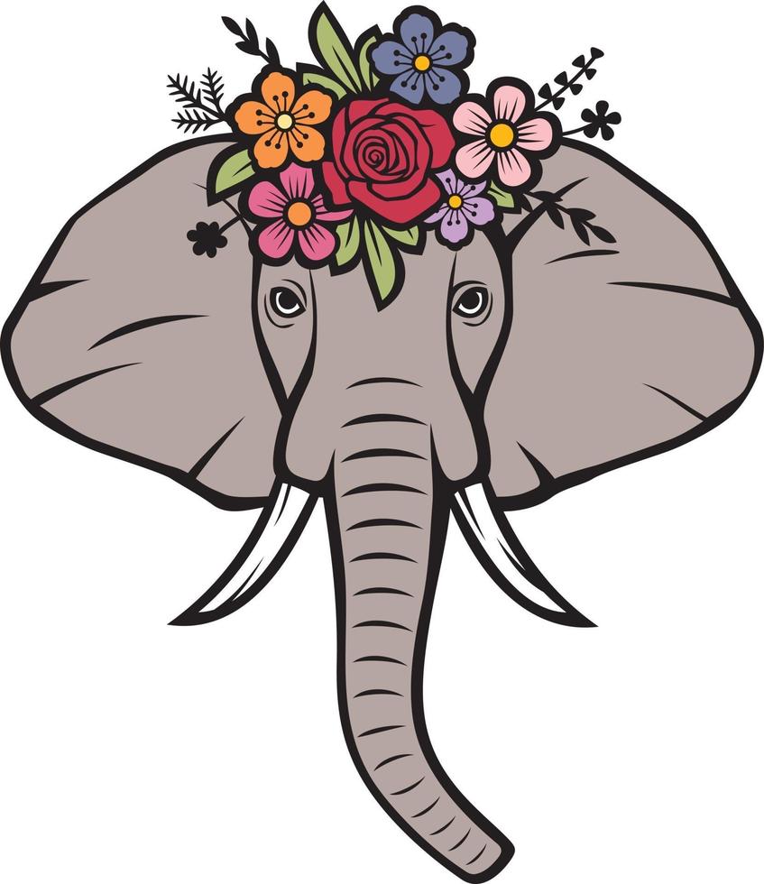 blommigt elefanthuvud vektor