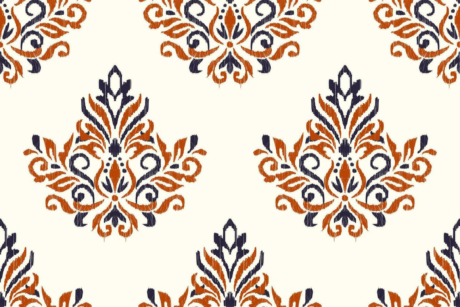 Ikat Blumen- Paisley Stickerei auf Weiß hintergrund.ikat ethnisch orientalisch nahtlos Muster traditionell.aztekisch Stil abstrakt Vektor illustration.design zum Textur, Stoff, Verpackung, Kleidung, Dekoration.