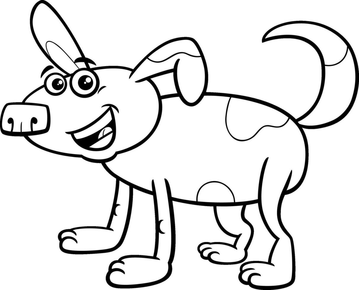rolig tecknad serie hund djur- karaktär färg sida vektor