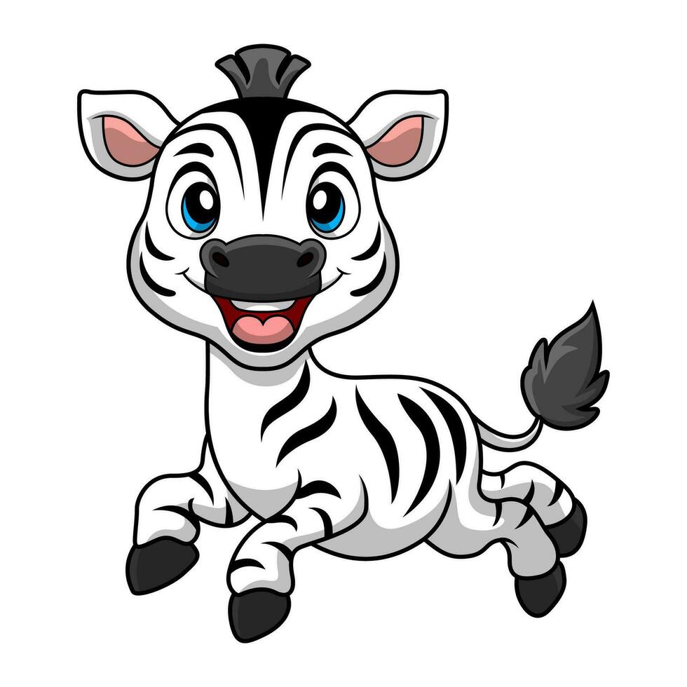 niedlicher zebra-cartoon auf weißem hintergrund vektor