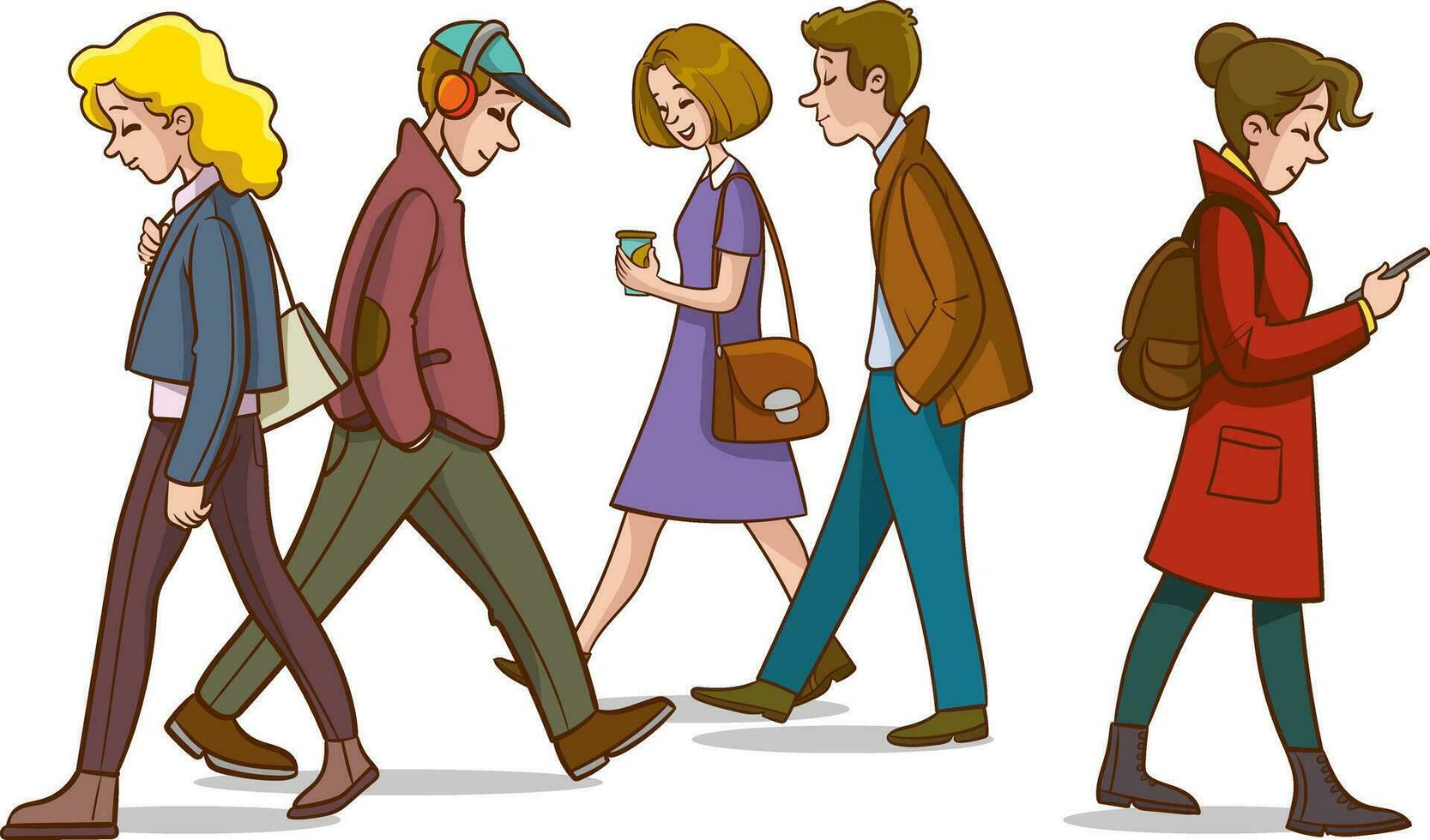 vektor illustration av människor gående på de gata