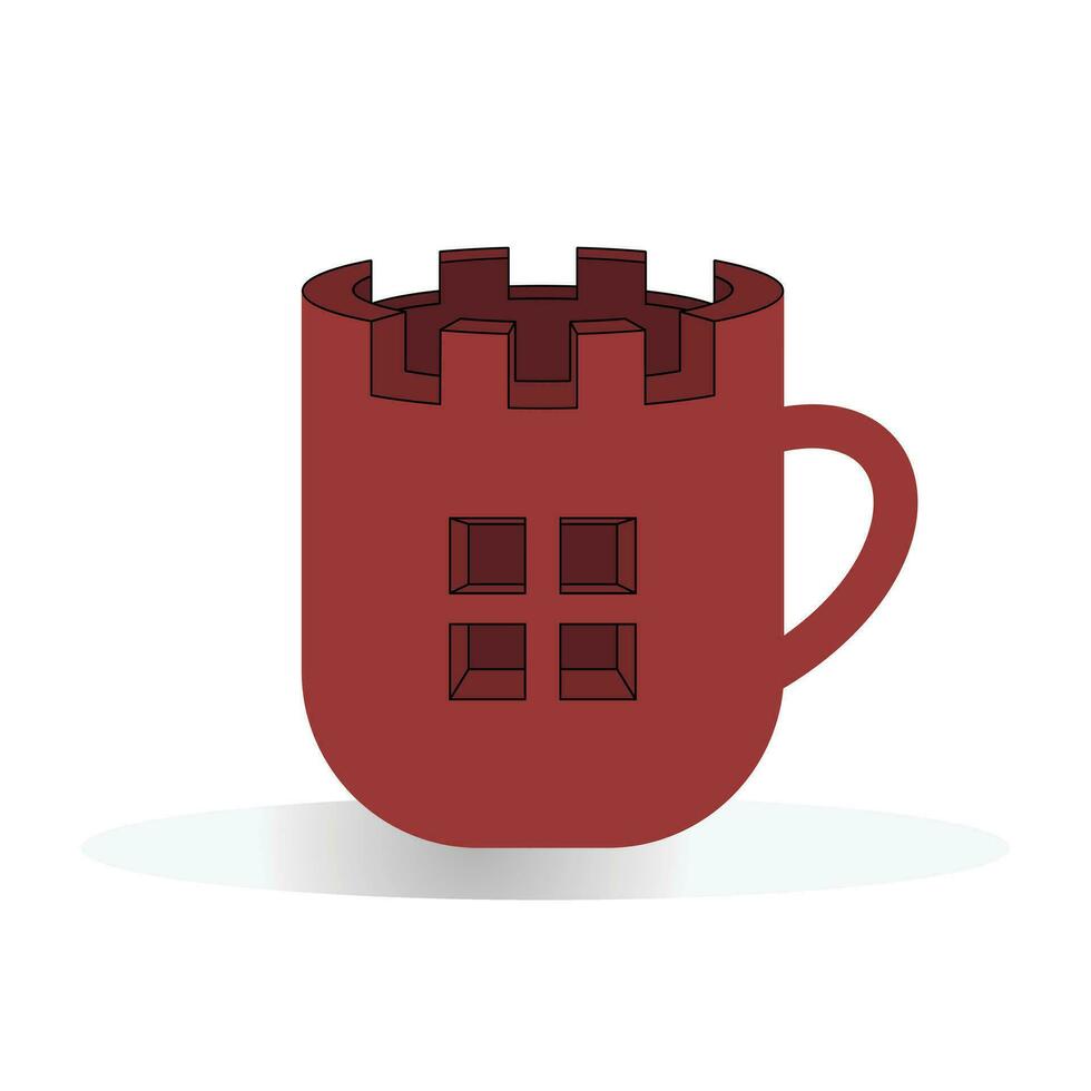 Tasse ein Kaffee Schloss Logo Vorlage Design Vektor