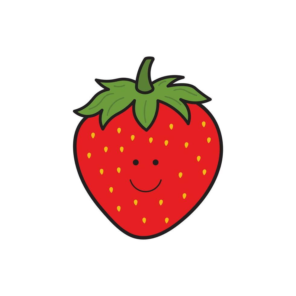 vektor illustration Färg barn söt leende frukt jordgubb ClipArt