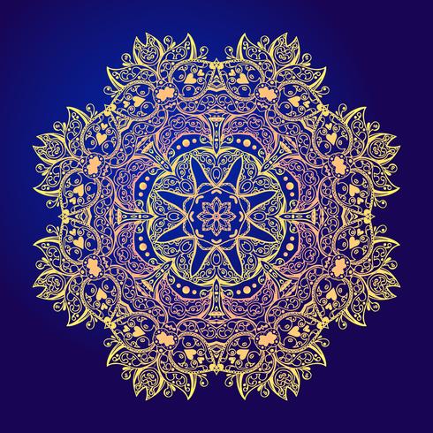 Mandala. Blom tappning rund amulett tatuering vektor