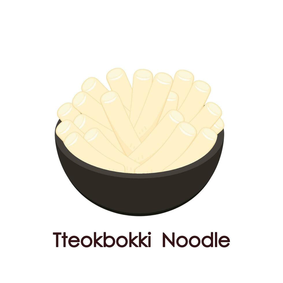 tteokbokki nudel vektor, koreanska mat. kryddad ris kaka. vektor