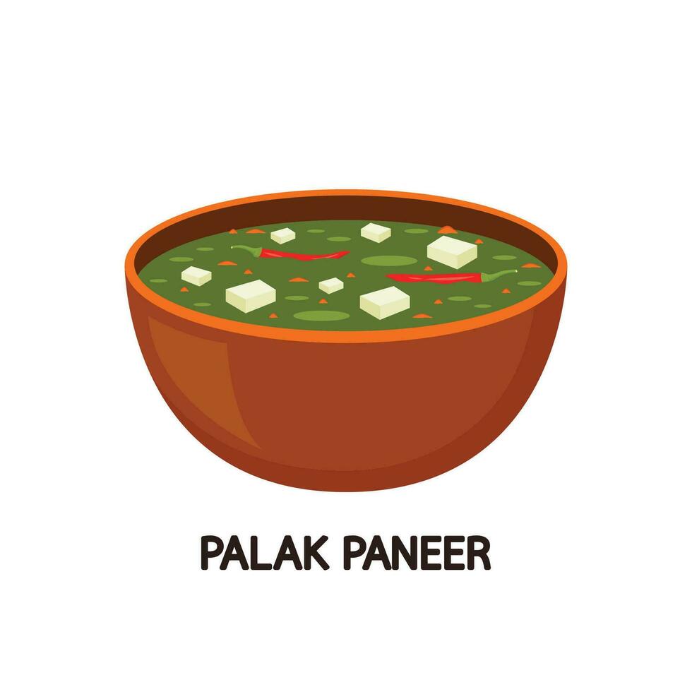 palak paneer är indisk mat. palak paneer vektor. vektor