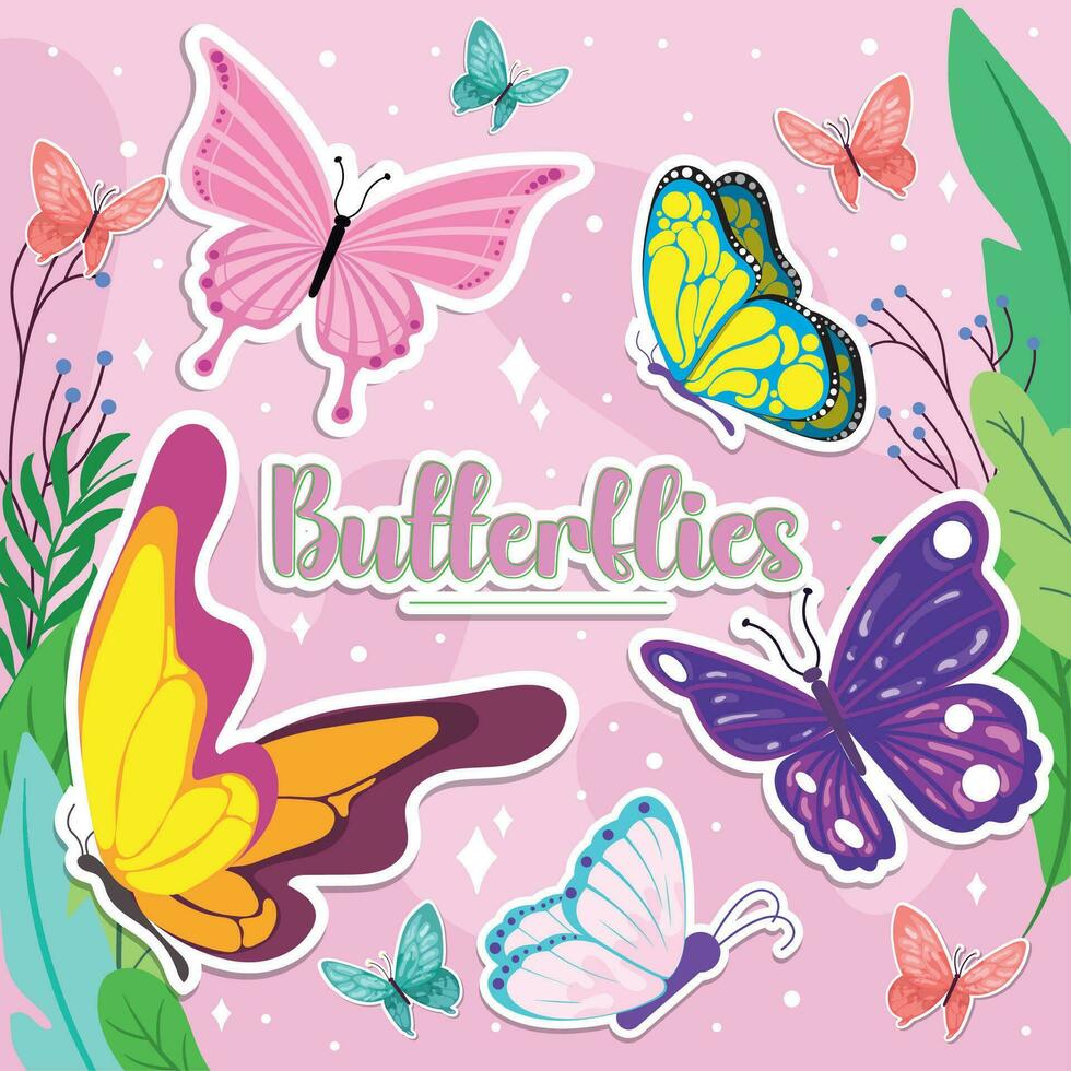 färgad affisch av fjärilar tapet dekoration vektor illustration