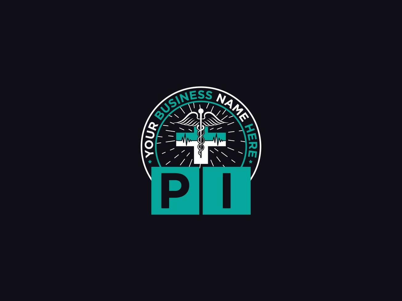 eleganta pi medicinsk logotyp, modern pi logotyp brev design för din klinik vektor