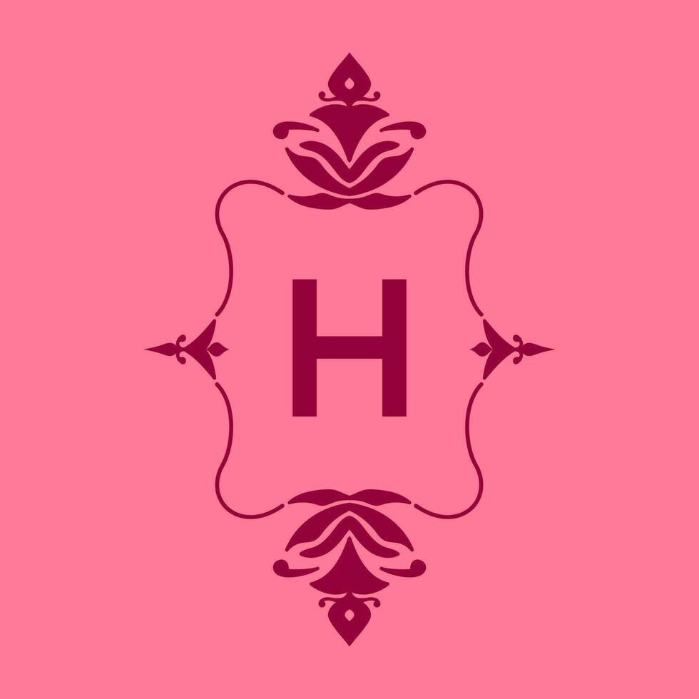 Brief h klassisch Schönheit Jahrgang Initiale Vektor Logo Rahmen Design