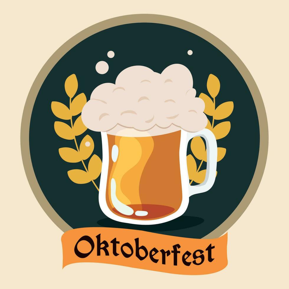 öl glas med skum oktoberfest affisch vektor illustration