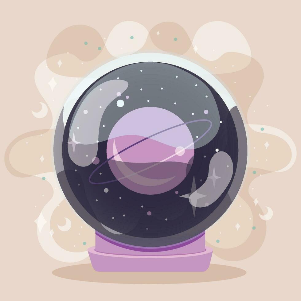 isoliert farbig Kristall Ball mit ein Planet Symbol Vektor Illustration