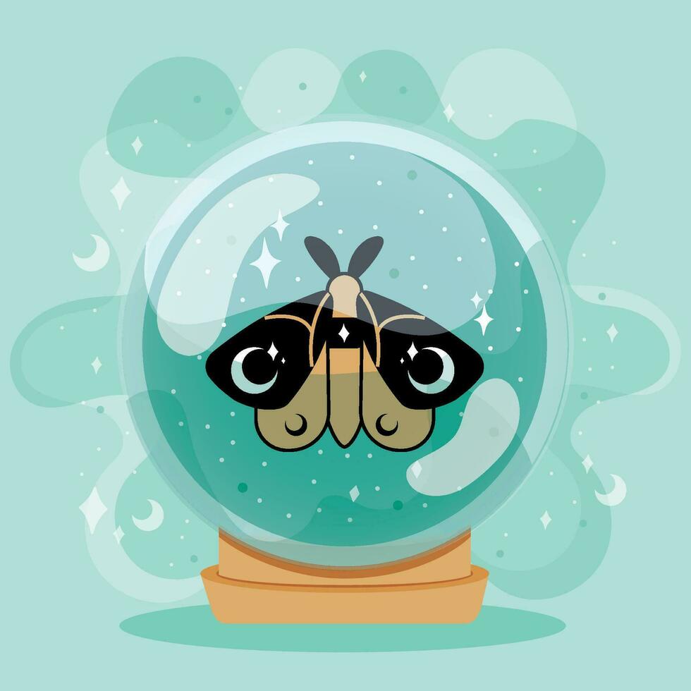 isoliert farbig Kristall Ball mit ein Schmetterling Symbol Vektor Illustration