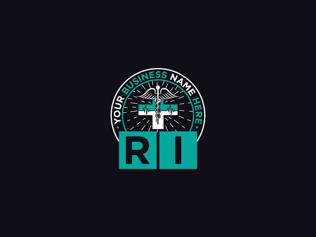 klinik ri logotyp ikon vektor, minimalistisk ri medicinsk logotyp brev vektor konst