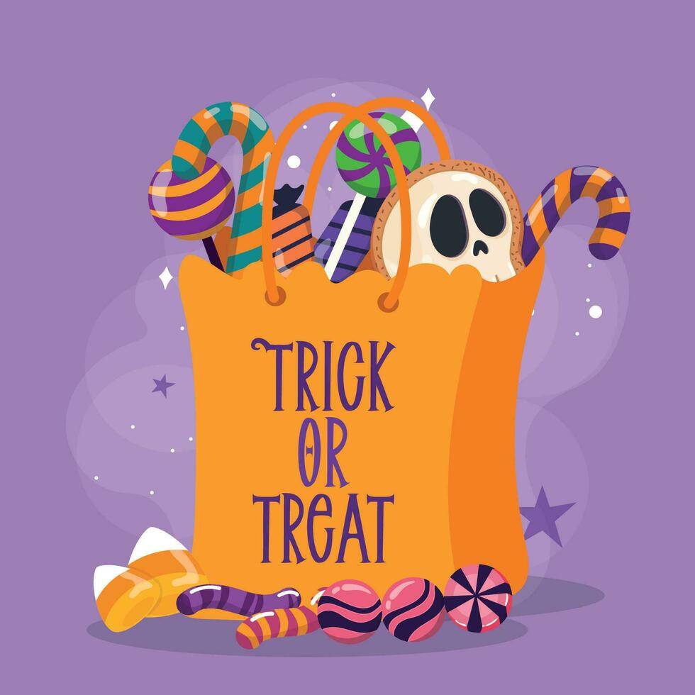 farbig Halloween Süßigkeiten Tasche glücklich Halloween Vektor Illustration