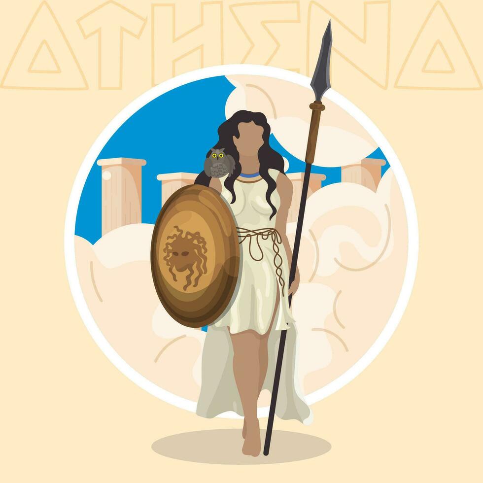 isolerat färgad athena grekisk Gud av visdom karaktär vektor illustration