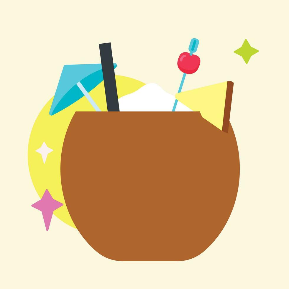 isoliert Kokosnuss Cocktail Symbol Getränk Vektor Illustration
