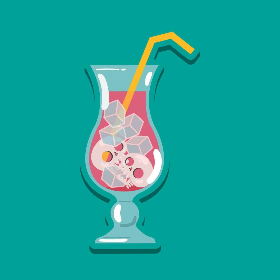 isolerat cocktail glas med skallar inuti vektor illustration