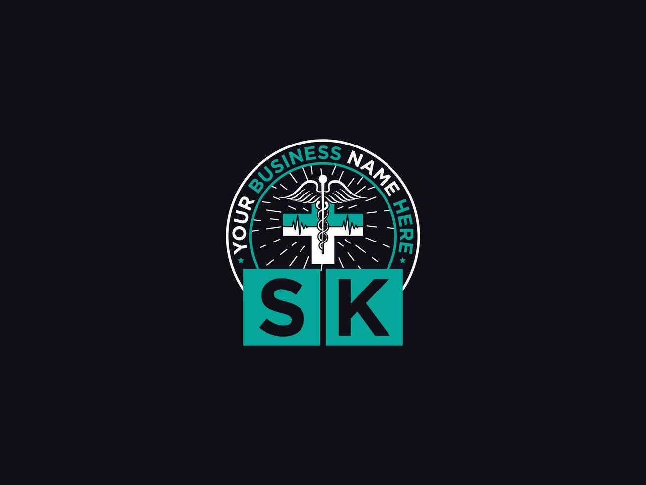 medicinsk sk logotyp konst, minimalistisk sk lyx doktorer logotyp ikon vektor