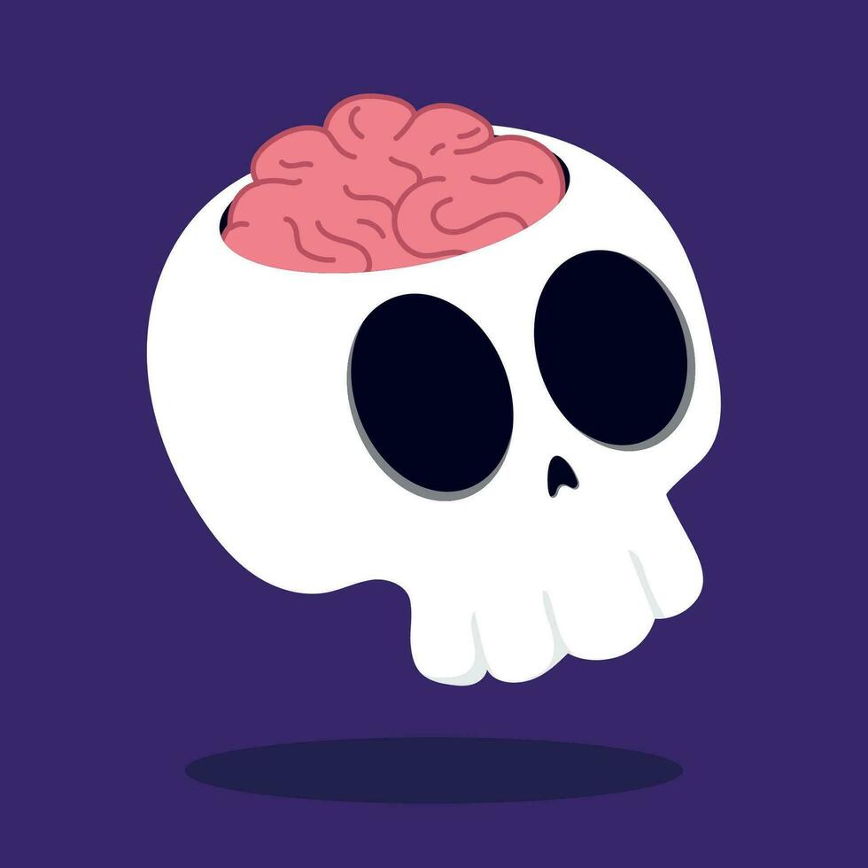 isoliert süß Schädel mit Gehirn Vektor Illustration