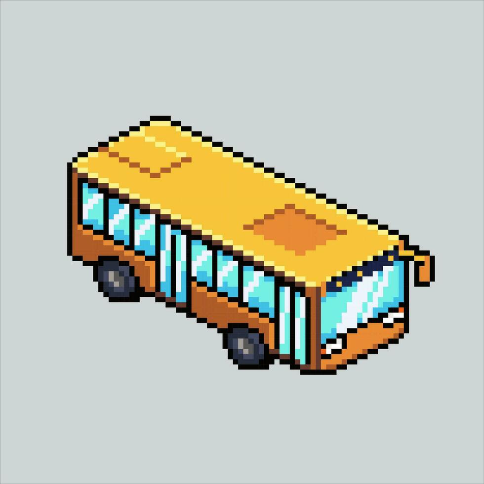 Pixel Kunst Illustration Bus. pixelig Mini Bus. Stadt Bus Fahrzeug pixelig zum das Pixel Kunst Spiel und Symbol zum Webseite und Video Spiel. alt Schule retro. vektor
