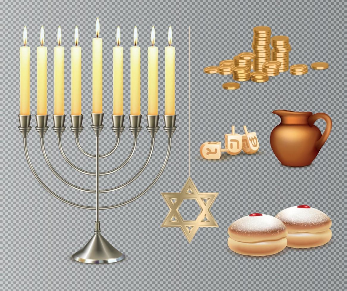 hanukkah realistisk uppsättning vektor