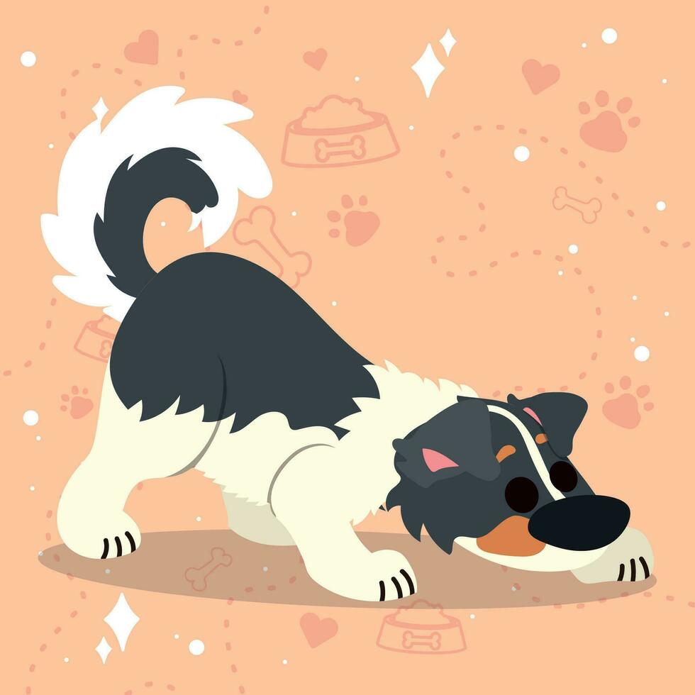söt sniffa gräns collie hund tecknad serie karaktär vektor illustration