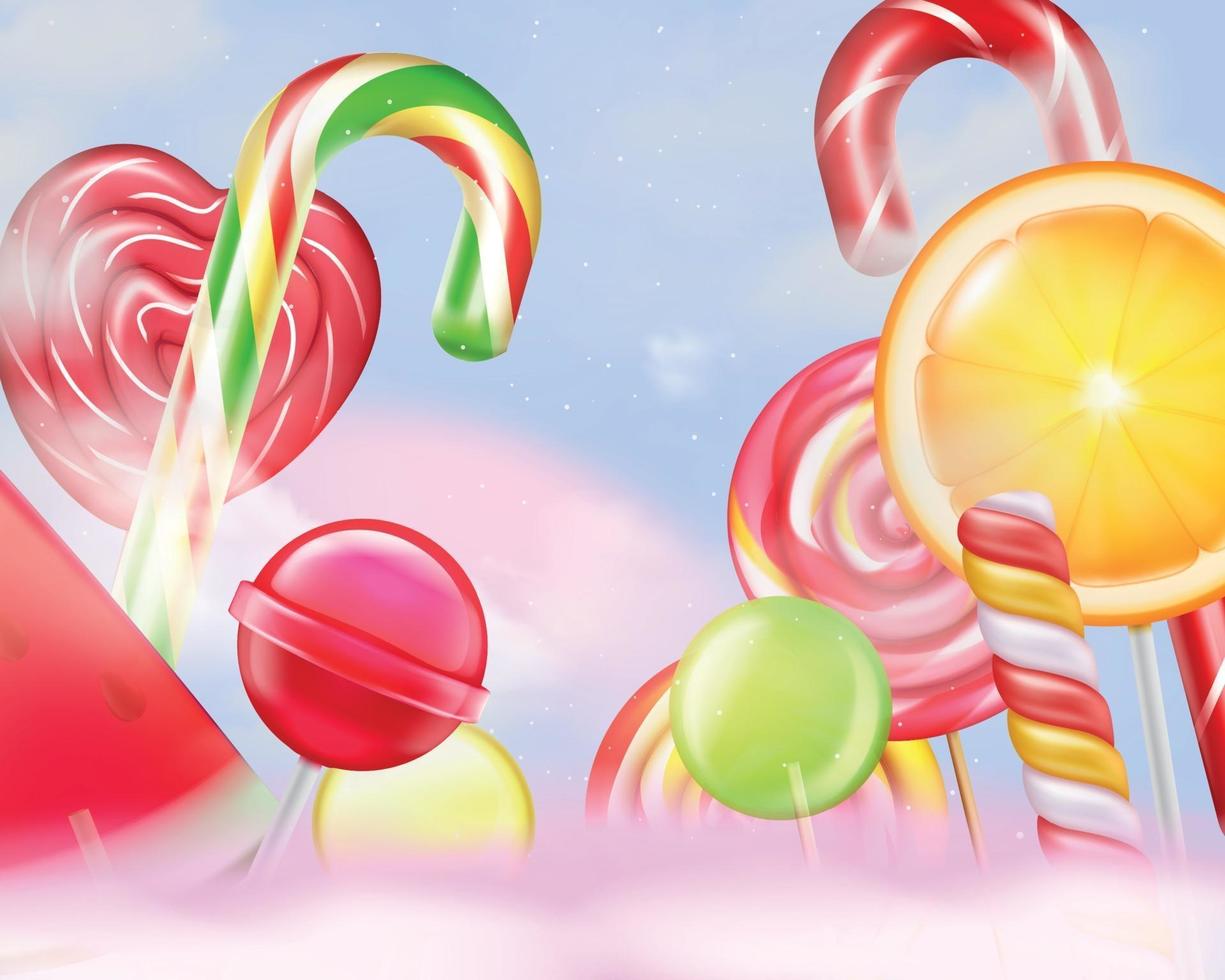 lollypops realistisk bakgrundskomposition vektor