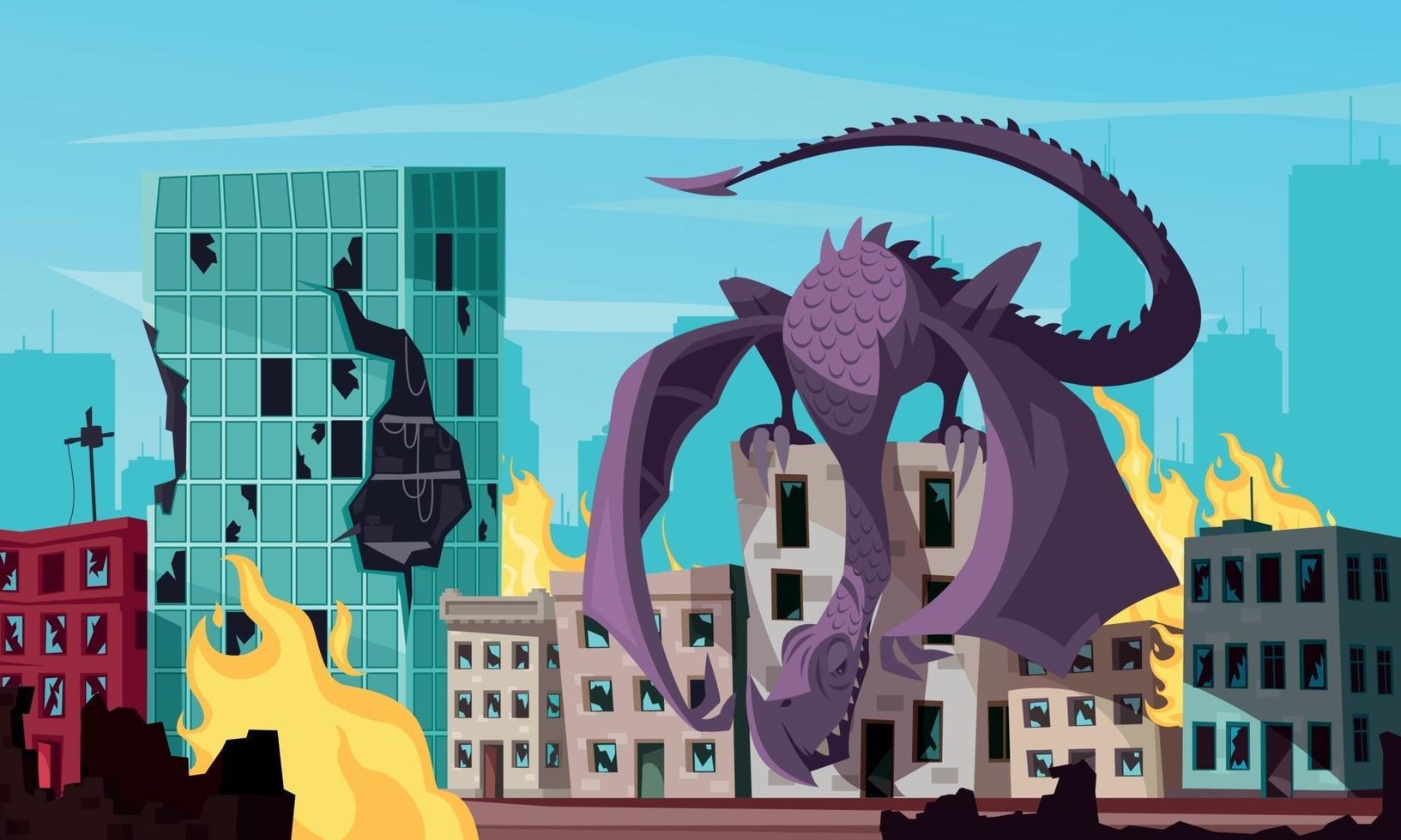monster attackerar staden illustration vektor