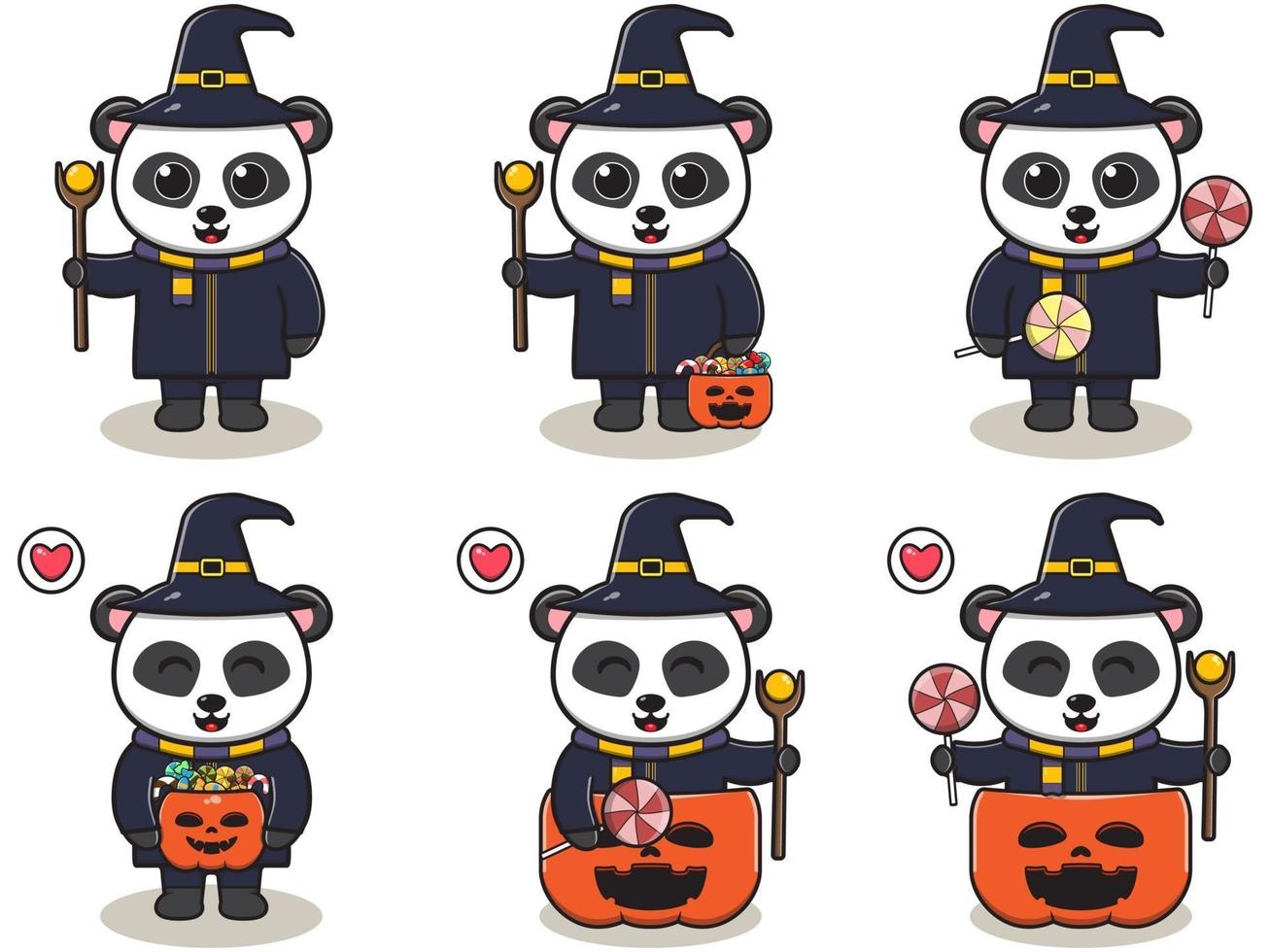 Panda Halloween Set Zauberer vektor