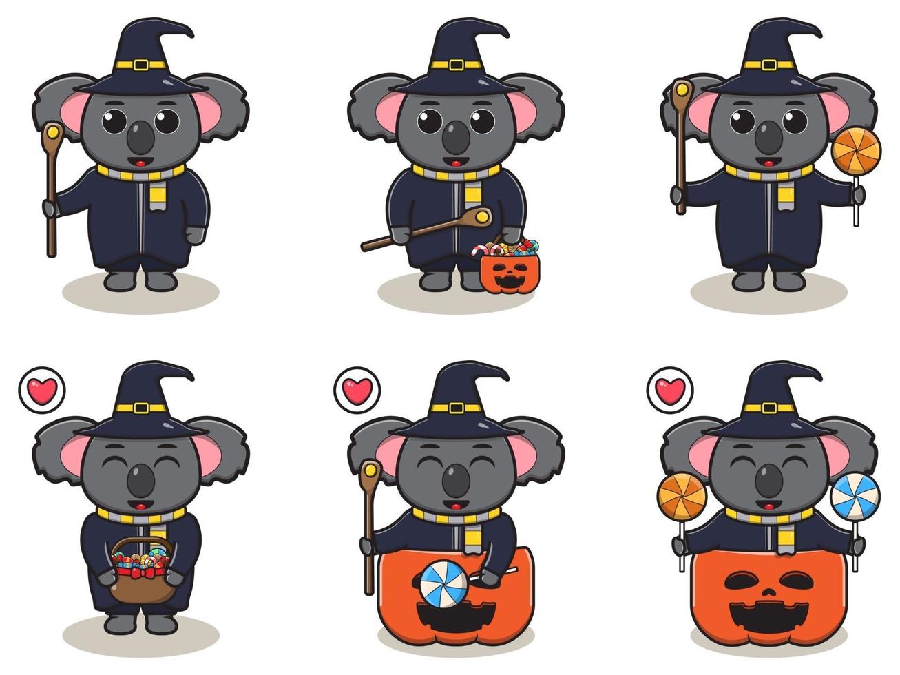 Koala Halloween Set Zauberer vektor