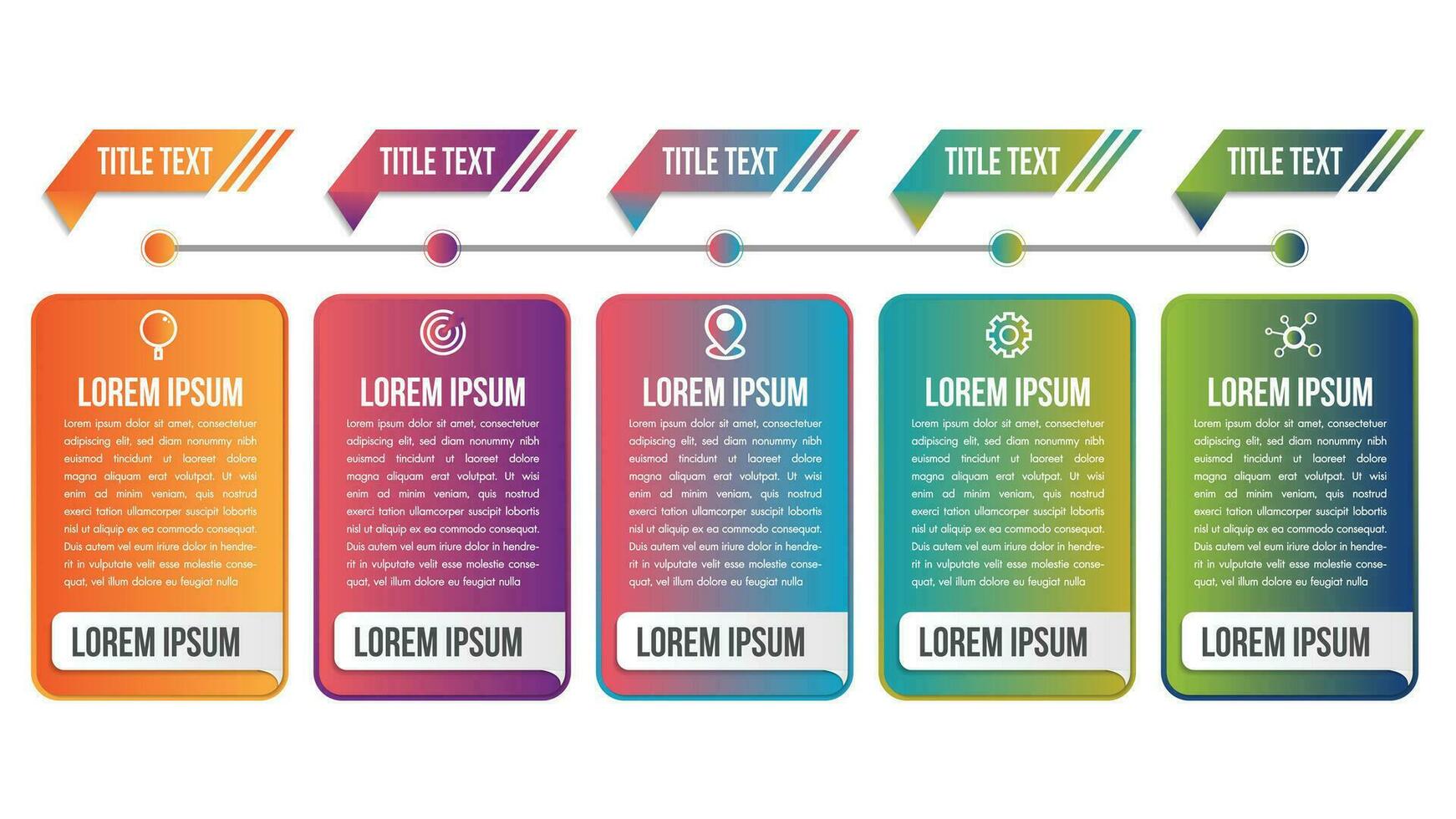 Geschäft Infografik Straße Design Vorlage mit Symbole bunt Stift Zeiger und 5 Zahlen Optionen. können Sein benutzt zum Prozess Präsentationen, Arbeitsablauf Layout, Diagramm, Banner. vektor