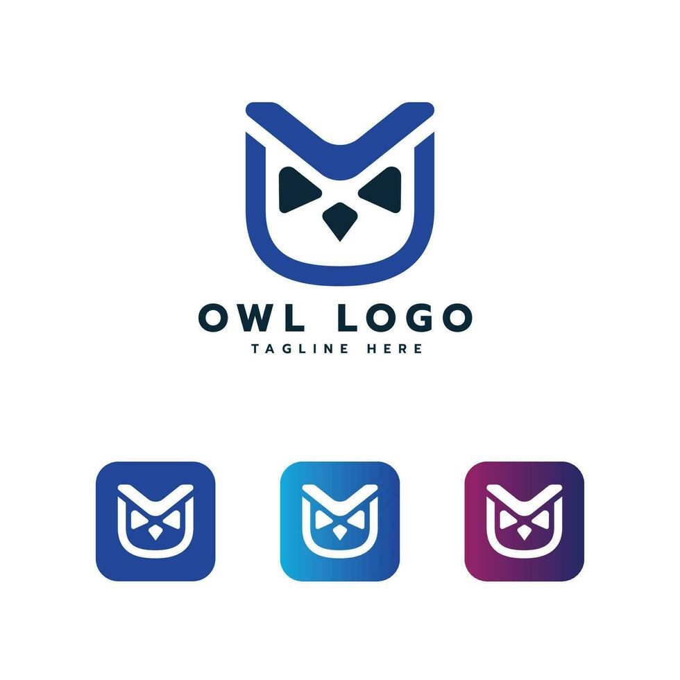Uggla logotyp design modern minimal begrepp och app ikon design vektor