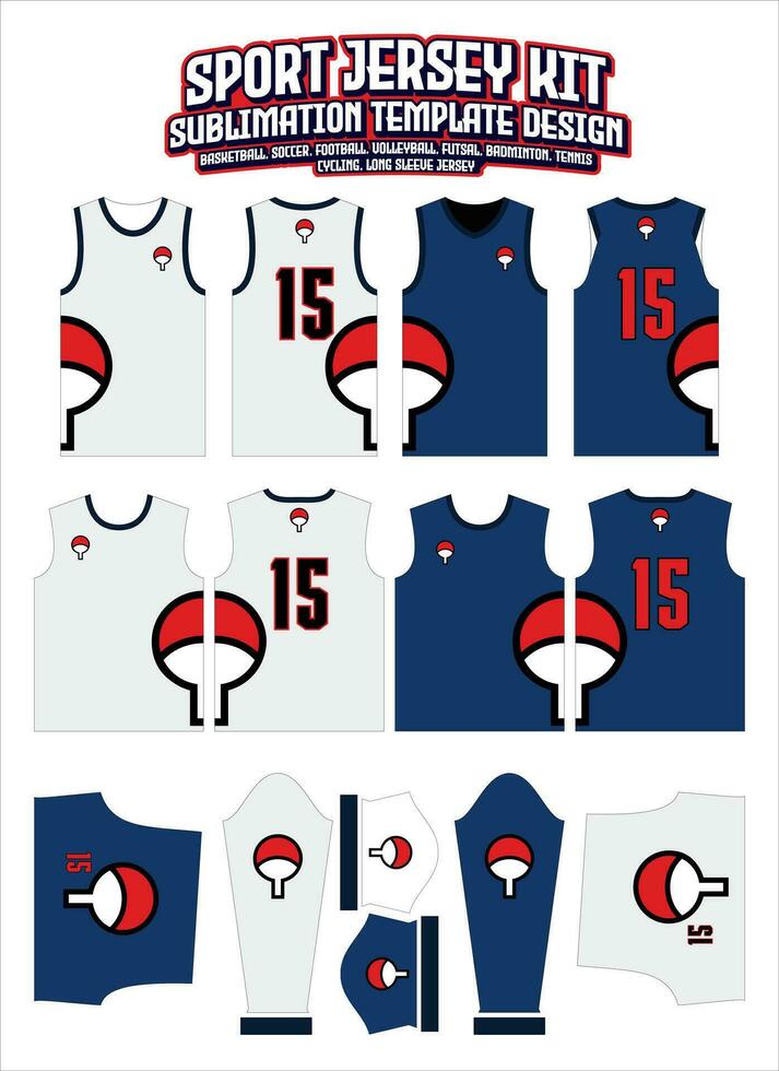 uchiha klan symboler jersey design sportkläder layout mall vektor