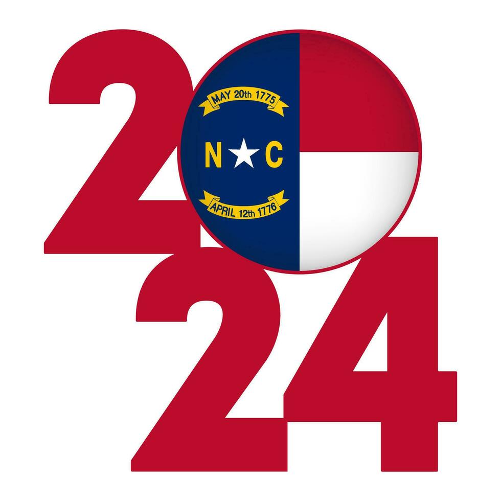 2024 Banner mit Norden Carolina Zustand Flagge innen. Vektor Illustration.