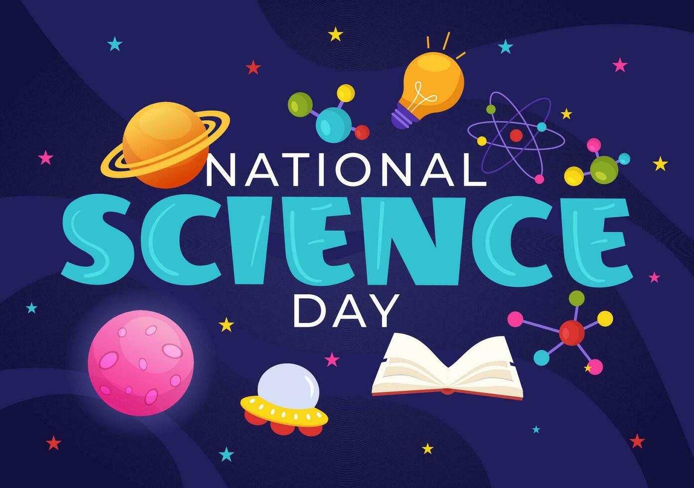 National Wissenschaft Tag Vektor Illustration auf Februar 28 verbunden zu chemisch flüssig, wissenschaftlich, medizinisch und Forschung im eben Karikatur Hintergrund