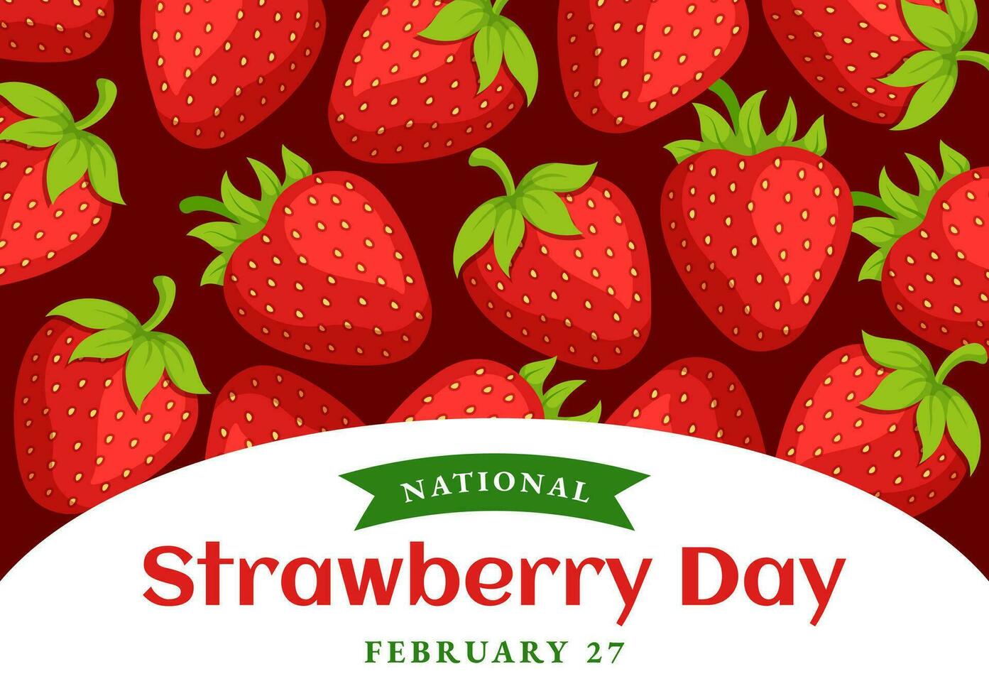 National Erdbeere Tag Vektor Illustration auf Februar 27 zu feiern das Süss wenig rot Obst im eben Karikatur Hintergrund Design