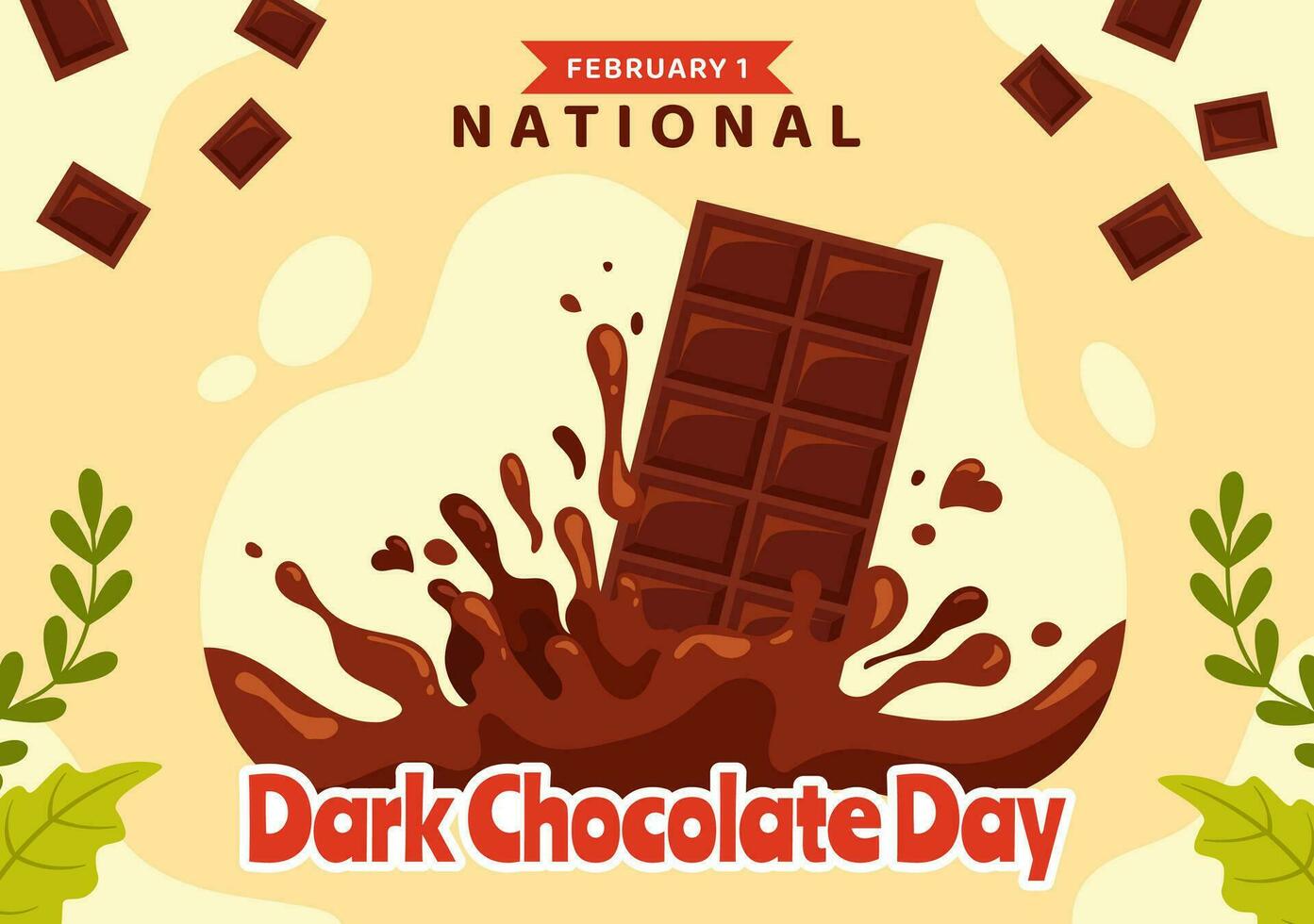 nationell mörk choklad dag vektor illustration på februari 1:a för de hälsa och lycka den där choco ger i platt tecknad serie bakgrund design
