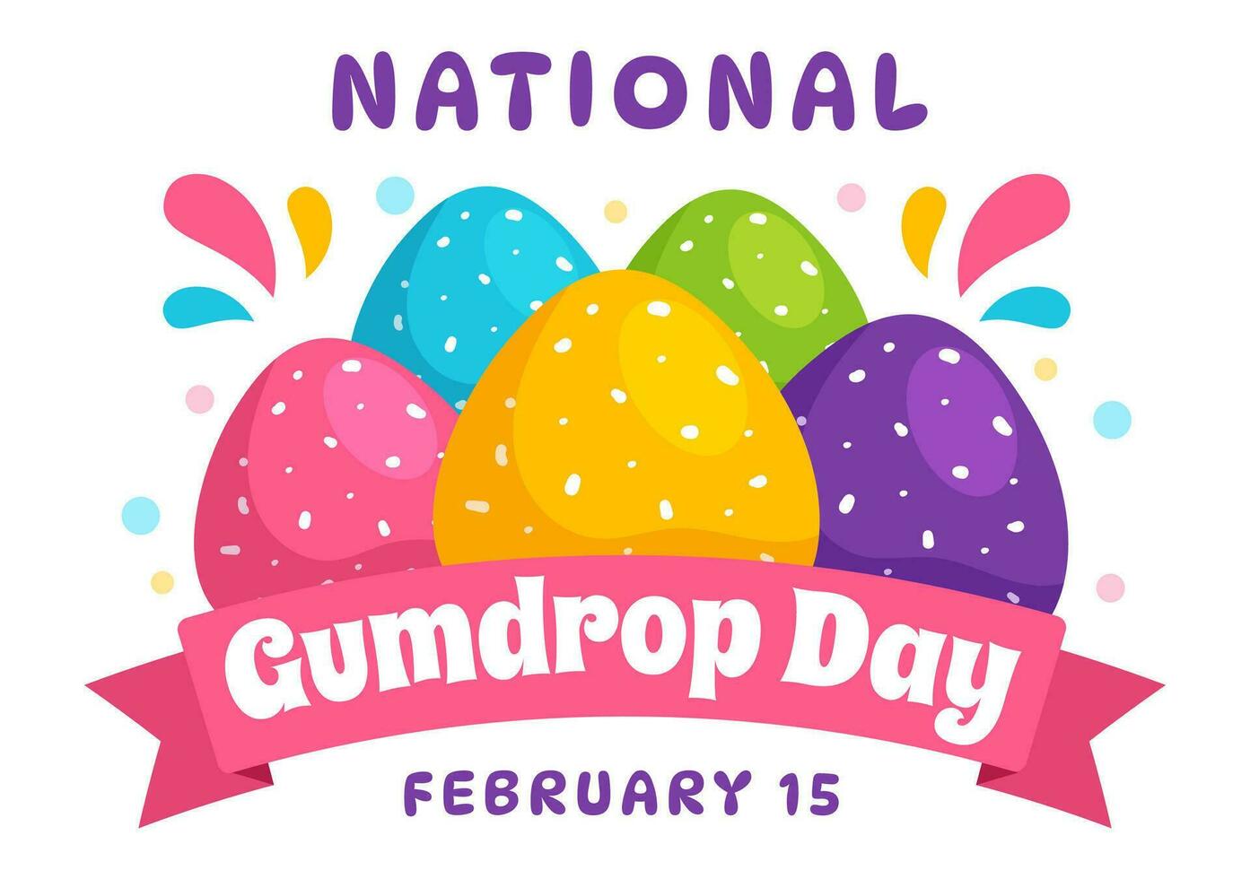 nationell gumdrop dag vektor illustration på februari 15 med utsökt godis ljust färgad kupol formad i platt tecknad serie bakgrund