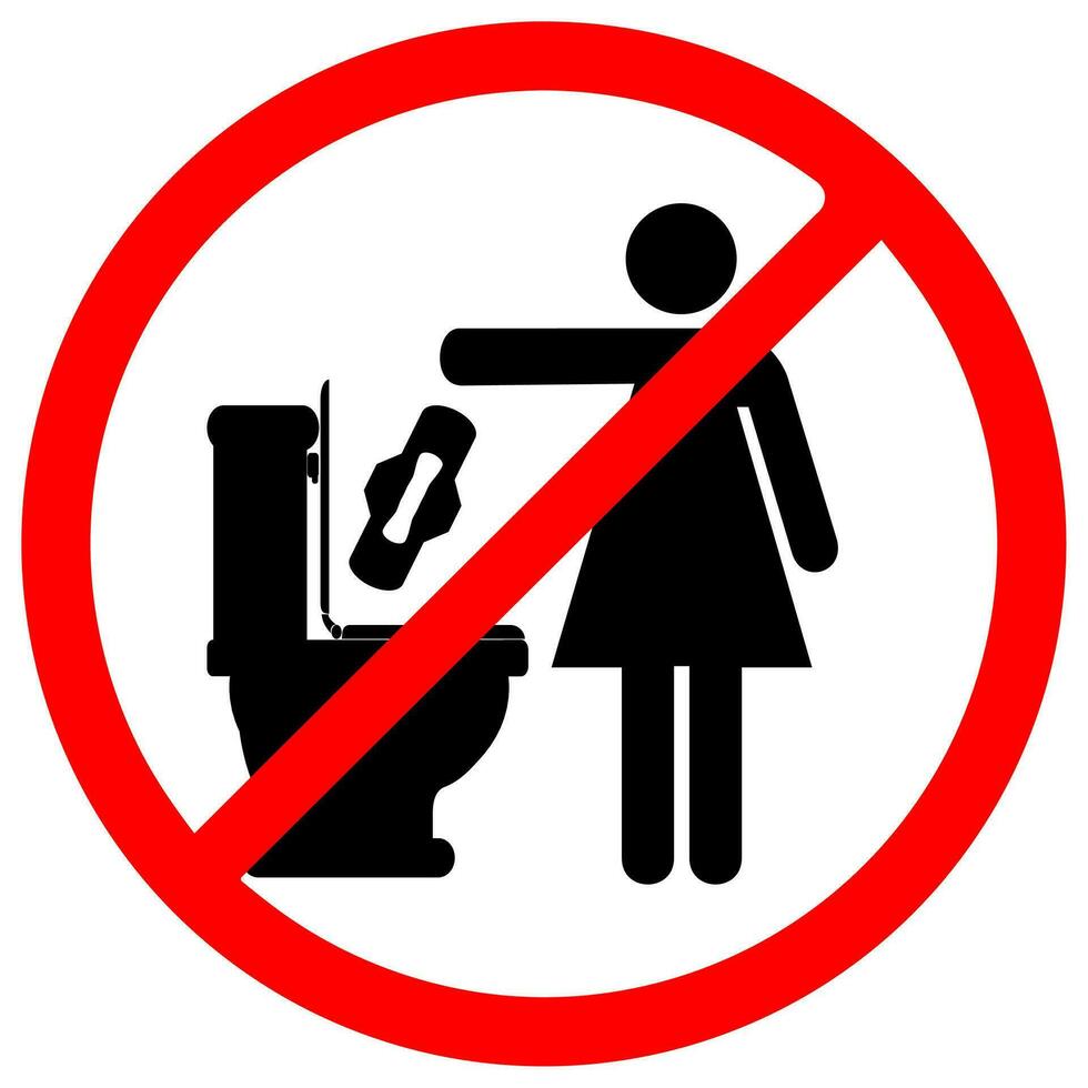 Bitte tun nicht werfen sanitär Servietten im das Toilette vektor