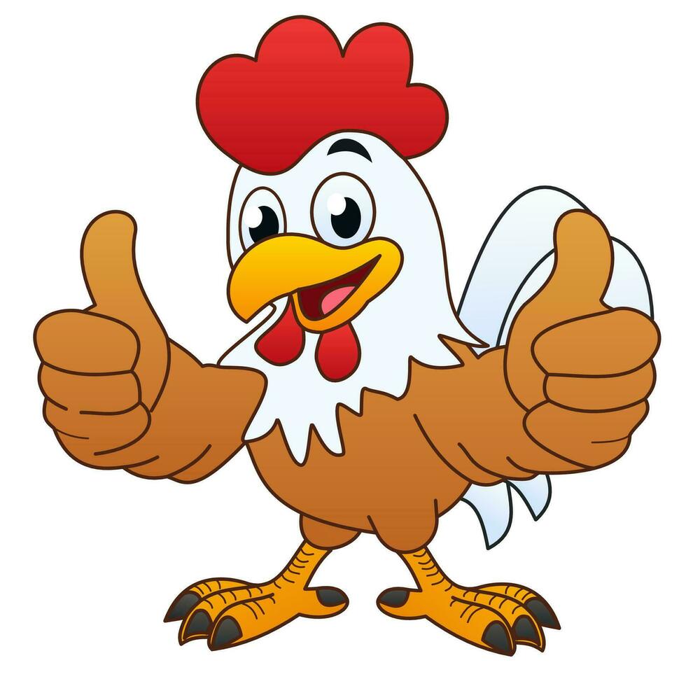 tecknad serie kyckling med tumme upp - kyckling logotyp tecknad serie karaktär. en rolig tecknad serie tupp kyckling ger en tummen upp vektor