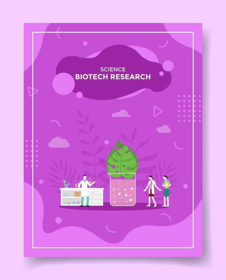 bioteknisk forskning koncept människor forskare runt laboratorium blad vektor