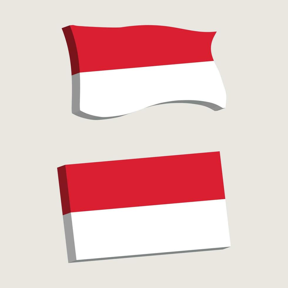 indonesien flagga 3d form vektor illustration