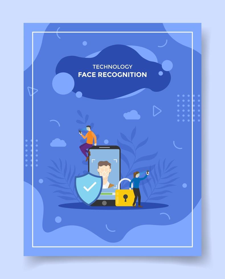 ansiktsigenkänningsteknik koncept för mall för banners vektor